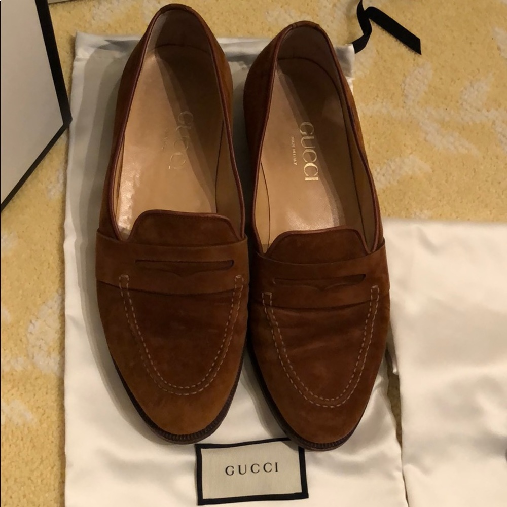 Gucci suede penny loafers